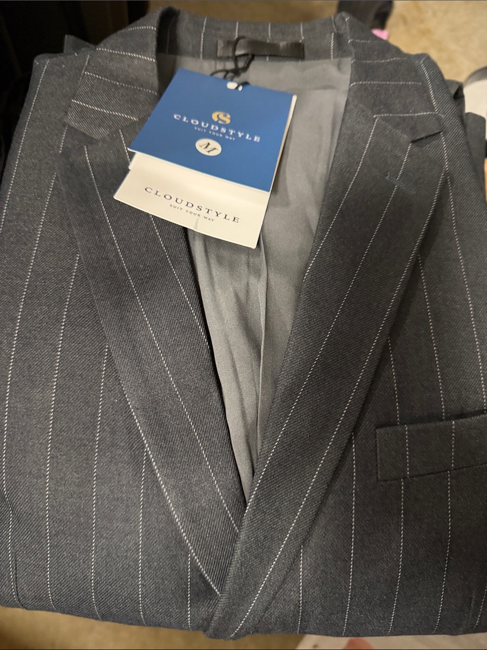 Men's Charcoal Pinstripe Suit Jacket